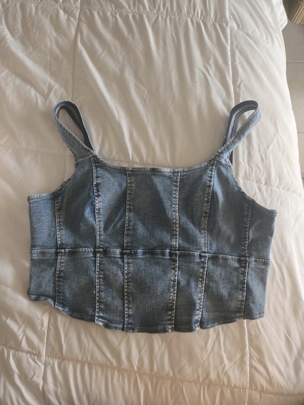 Sincerly Jules Light Blue Denim Crop Camisole
